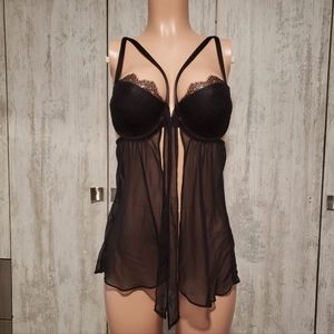 Victoria's Secret Lingerie Sexy Black See-through Babydoll